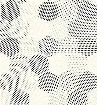 Hexagon geometric pattern vector seamless halftone design. Dot hexagon texture Stock Illustration