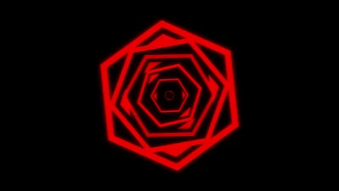 Hexagon Geometric Patterns Audio Reactive S Red Animation Loop Video stock 250294380