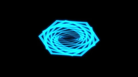 Hexagon Geometric Patterns Audio Reactive Blue Spiral Animation Loop Video stock 285007777