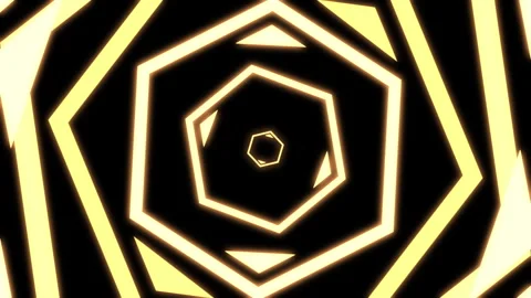 Hexagon Geometric Patterns Audio Reactive L Yellow Animation Loop Video stock 306607305