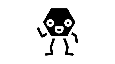 Hexagon geometric shape character glyph icon animation Stock Footage 326747385