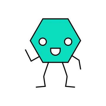 Hexagon geometric shape character icon color illustration Illustrazione stock