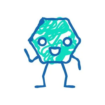 Hexagon geometric shape character icon doodle illustration Illustrazione stock