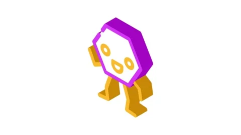 Hexagon geometric shape character isometric icon animation Stock Footage 327295906