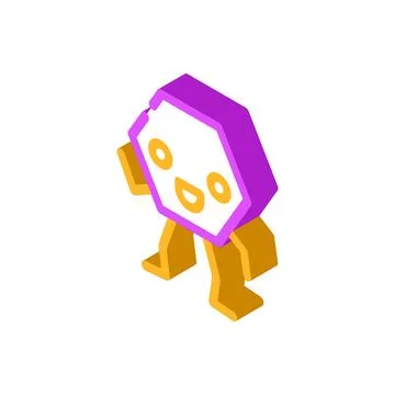Hexagon geometric shape character isometric icon vector illustration Stock Illustration
