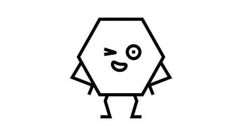 Hexagon geometric shape character line icon animation Stock Footage 326138684