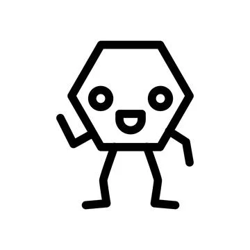 Hexagon geometric shape character line icon vector illustration 库存插图