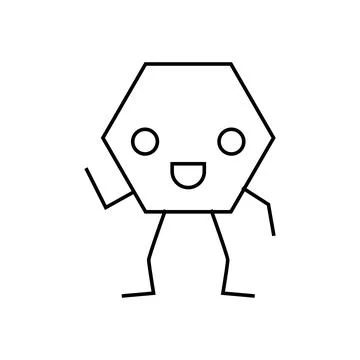 Hexagon geometric shape character line icon vector illustration Stock Illustration