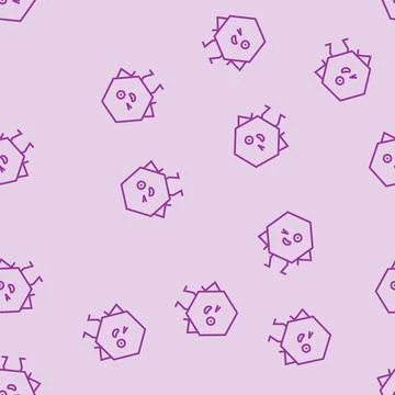 Hexagon geometric shape character line seamless pattern Stock Illustration