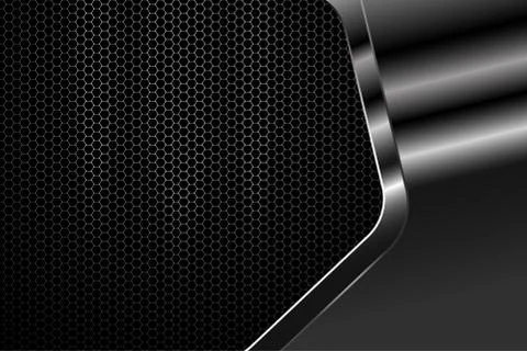 Hexagon gradient gray mesh background with three light sources and metal shap Stock Illustration
