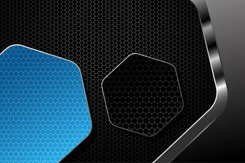 Hexagon gradient white and gray mesh background with hexagon blue and dark gr Stock Illustration