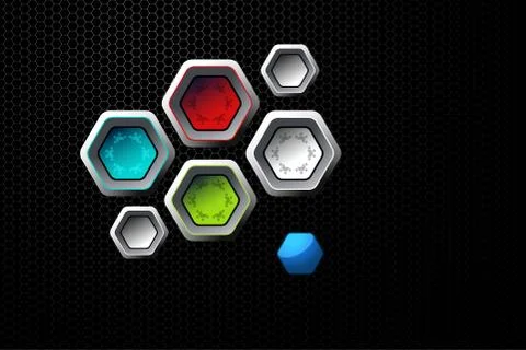Hexagon gradient white mesh background with hexagon shapes of different color Stock Illustration