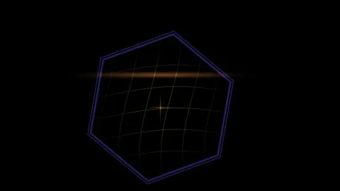 Hexagon Grid Animation with Glowing Light Effects and Rotation on Dark Back.. Stock Footage 343727898