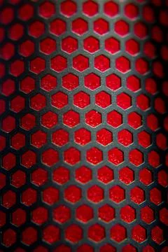 Hexagon grid over a red microphone Stock Photos