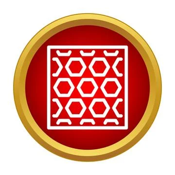 Hexagon grid pattern icon on red button Illustrazione stock