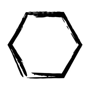 Hexagon grunge texture element frame border shape icon for decorative vinta.. Stock Illustration