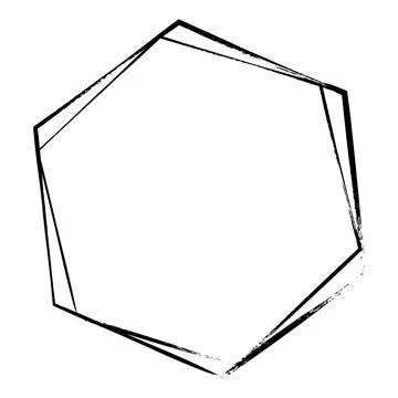 Hexagon grunge texture element frame border shape icon for decorative vinta.. Stock Illustration