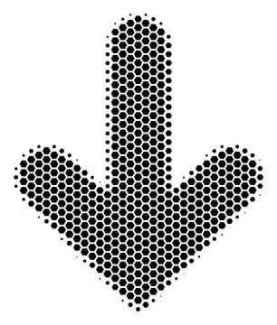 Hexagon Halftone Arrow Down Icon Stock Illustration