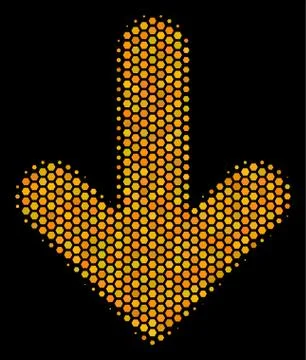 Hexagon Halftone Arrow Down Icon Stock Illustration