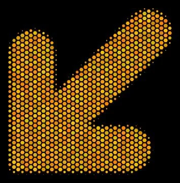 Hexagon Halftone Arrow Down Left Icon Stock Illustration