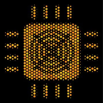 Hexagon Halftone Asic Processor Icon Stock Illustration