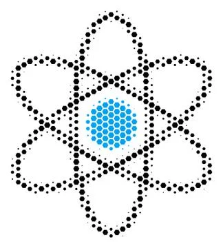 Hexagon Halftone Atom Icon Stockillustratie