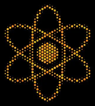 Hexagon Halftone Atom Icon Stock Illustration