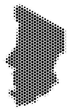 Hexagon Halftone Chad Map Illustrazione stock