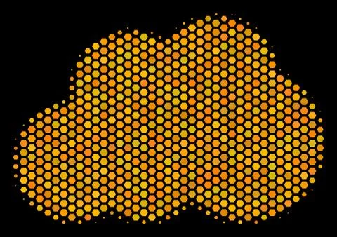 Hexagon Halftone Cloud Icon Stock Illustration