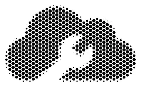 Hexagon Halftone Cloud Wrench Tools Icon Illustrazione stock
