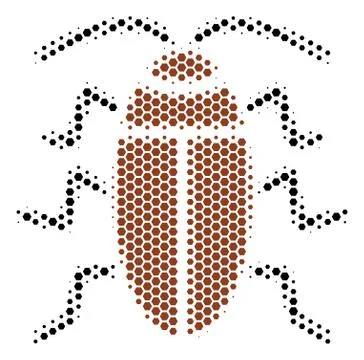 Hexagon Halftone Cockroach Icon Stock Illustration