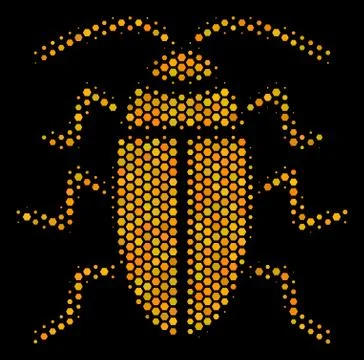 Hexagon Halftone Cockroach Icon Stock Illustration