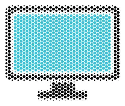 Hexagon Halftone Computer Display Icon Stock Illustration
