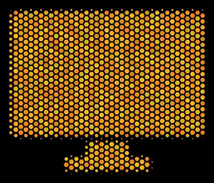 Hexagon Halftone Computer Display Icon Stock Illustration