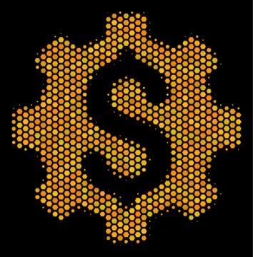 Hexagon Halftone Development Cost Icon Stock Illustration