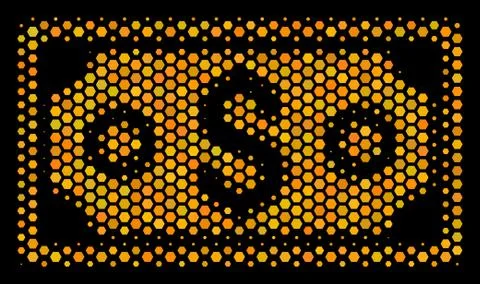 Hexagon Halftone Dollar Banknote Icon イラスト素材