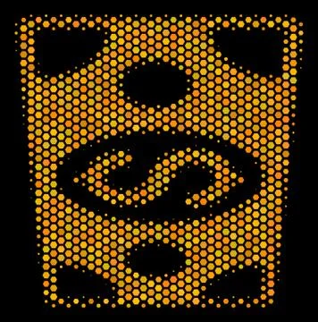 Hexagon Halftone Dollar Banknote Icon 스톡 일러스트