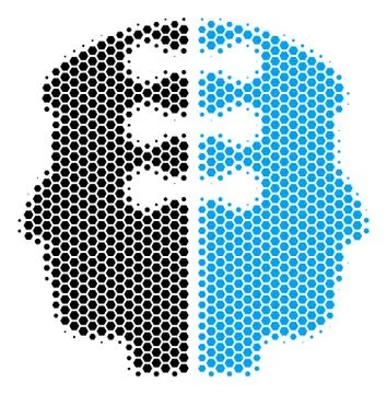 Hexagon Halftone Dual Head Interface Icon イラスト素材