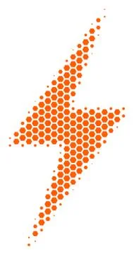 Hexagon Halftone Electric Bolt Icon Stockillustratie