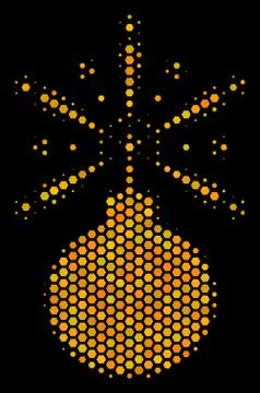Hexagon Halftone Fireworks Detonator Icon Illustrazione stock