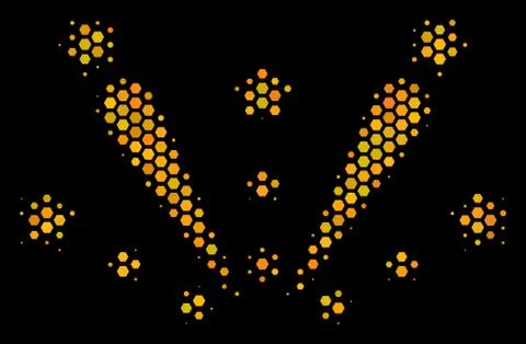 Hexagon Halftone Fireworks Explosion Icon Illustrazione stock
