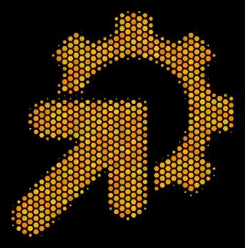 Hexagon Halftone Gear Integration Icon 스톡 일러스트