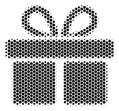 Hexagon Halftone Gift Icon Illustrazione stock