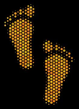 Hexagon Halftone Human Steps Icon Stock Illustration