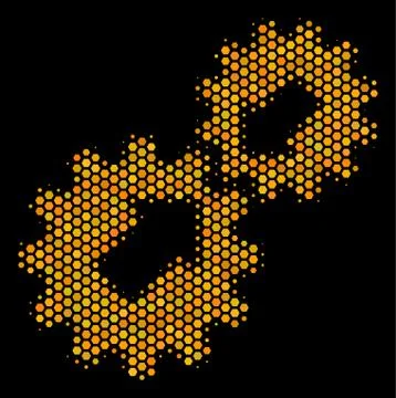 Hexagon Halftone Integration Icon Stock Illustration