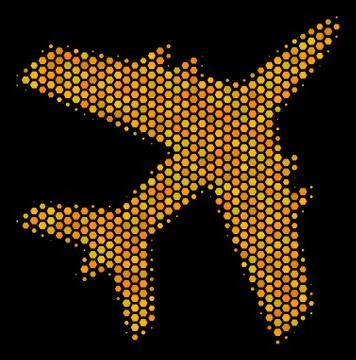 Hexagon Halftone Jet Plane Icon Stock Illustration