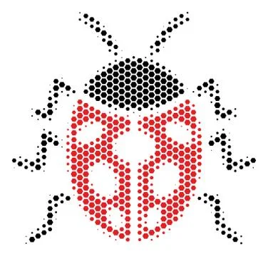 Hexagon Halftone Ladybird Bug Icon Stock Illustration