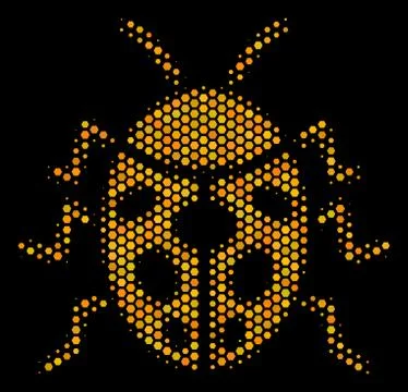 Hexagon Halftone Ladybird Bug Icon Stock Illustration