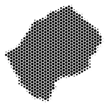 Hexagon Halftone Lesotho Map Stock Illustration