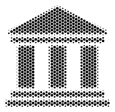 Hexagon Halftone Library Building Icon Ilustración de archivo